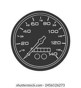 Tachometer-Symbol Silhouette Illustration. Racing Vektorgrafik Grafik Piktogramm Symbol Clip Art. Doodle Sketch Black Sign.