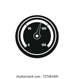 Speedometer icon. Silhouette illustration of Speedometer vector icon for web isolated on white background