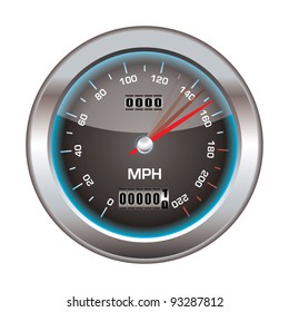 Speedometer icon with silver bevel and light reflection