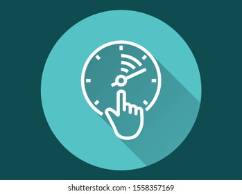 Speedometer icon. Simple illustration with long shadow isolated for graphic and web design.