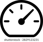 Speedometer icon in solid vector style, showing a circular gauge with a pointer needle. Great for performance metrics and dashboard graphics.