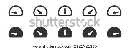 Speedometer icon. Speed gauge sign. Low, medium, fuel indicator in vector flat style.