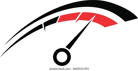 Speedometer icon. Speed indicator sign. Performance concept. Fast speed sign. Vector illustration. Speed Gauge graphic sign. Isolated symbols on white background. Speedometer dial symbol.