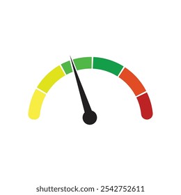 Icono de velocímetro. Medidor de velocidad. Medidor de velocidad. Medidor para el coche aislado en el fondo blanco. Indicador para el salpicadero del coche. Tacómetro, cuentakilómetros