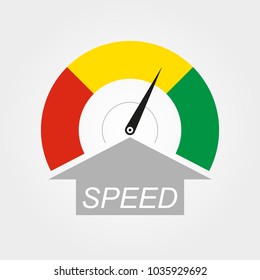 Speedometer icon. Speed symbol. Gauge and rpm meter logo. Vector illustration.