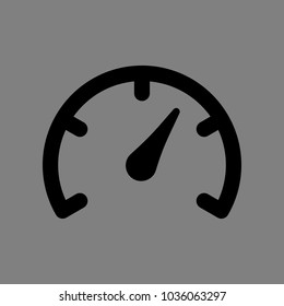 Speedometer icon. Vector. Black icon on medium gray background. Isolated.
