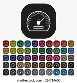 speedometer. icon. vector design, set of colored buttons