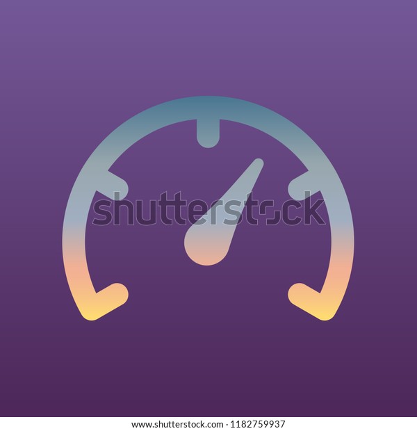 Speedometer icon. Vector. Evening gradient\
icon at violet\
background.