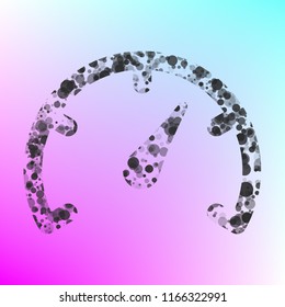Speedometer icon. Vector. Gray icon with bubbled texture at color background with pink and sky blue corners.