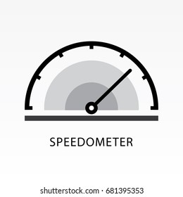 Speedometer icon vector illustration on light gray background. Indicator icon.