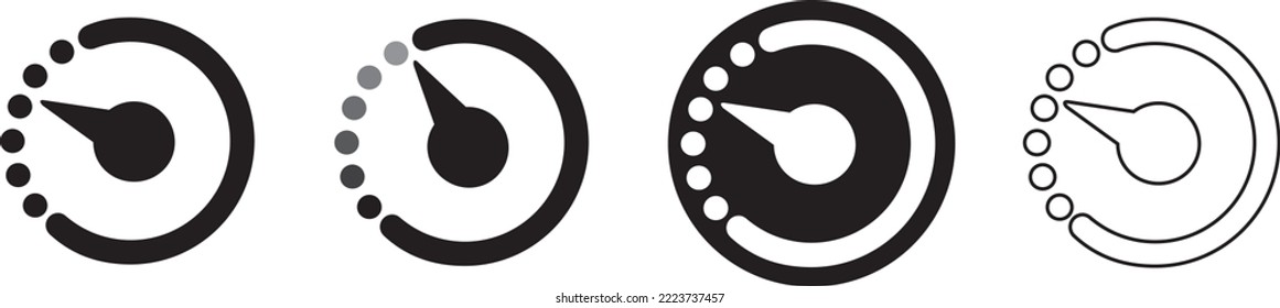 Speedometer icon vector isolated design element. Speed indicator sign. Internet speed. Car speedometer icon. Fast speed sign logo.