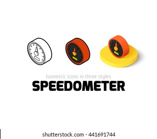 Speedometer icon, vector symbol in flat, outline and isometric style