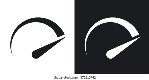 Speedometer icon, vector. Two-tone version on black and white background