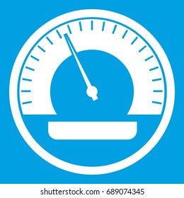 Speedometer icon white isolated on blue background vector illustration