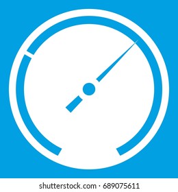 Speedometer icon white isolated on blue background vector illustration