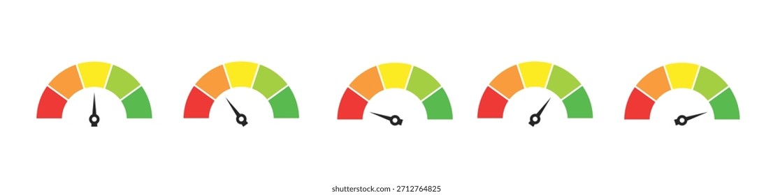 speedometer icons with arrows set 