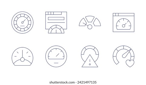 Speedometer icons. Editable stroke. Containing speedometer, slow, speedlimit, speedtest, physicalwellbeing.