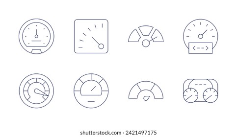 Speedometer icons. Editable stroke. Containing speedometer, fast, measure, coding, cardashboard.