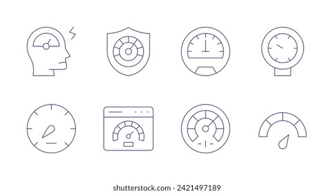 Speedometer icons. Editable stroke. Containing speedometer, barometer.