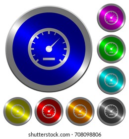 Speedometer icons on round luminous coin-like color steel buttons