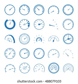 Speedometer Icons Set - Isolated On White Background - Vector Illustration, Graphic Design. For Web, Websites, Print Material, Template 