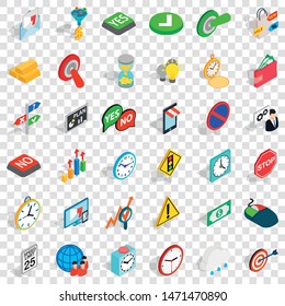 Speedometer icons set. Isometric style of 36 speedometer vector icons for web for any design