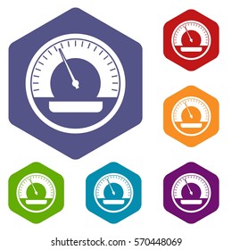 Speedometer icons set rhombus in different colors isolated on white background