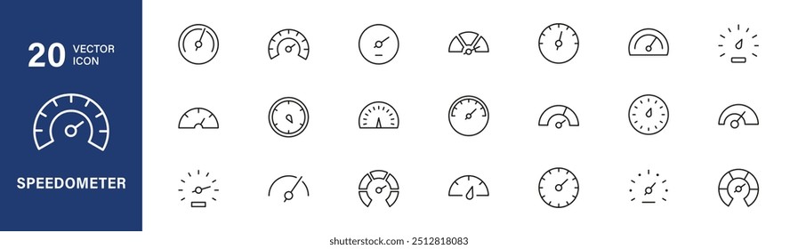 Conjunto de iconos de velocímetro. Indicador de velocidad símbolo de Vector colección. Velocímetro, señales de Vector del tacómetro
