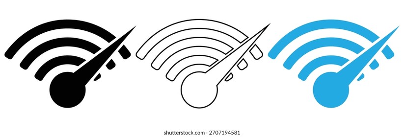 Los iconos del velocímetro muestran conexiones rápidas a Internet en diseños elegantes, iconos del velocímetro. Indicador de velocidad. Conjunto de iconos de velocímetros. Medidor de velocidad. Indicador de riesgo. Medidor de riesgo, icono de tacómetro aislado.