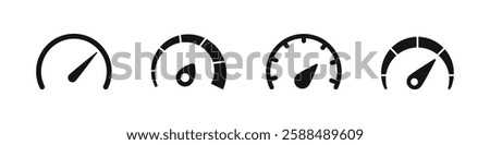 Speedometer icons. Speed indicator signs. Car speed scale. Speedometer scales