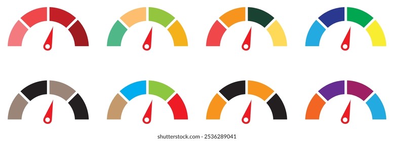 Tachosymbole. Geschwindigkeitsanzeiger. Speedometer Icons Set Design eps 10