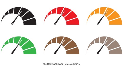 Speedometer icons. Speed indicator. Speedometers icons set design eps 10