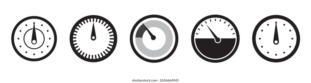 Speedometer icons. Speed indicator. Speedometers icons set. Speed guage. Risk indicator. Risk meter 