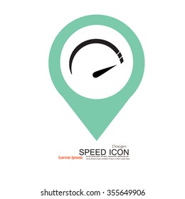 Speedometer icon.speed sign.speed meter with map pointer.vector illustration.