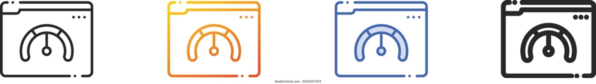 speedometer icon.Thin Linear, Gradient, Blue Stroke and bold Style Design Isolated On White Background