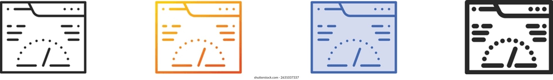 speedometer icon.Thin Linear, Gradient, Blue Stroke and bold Style Design Isolated On White Background