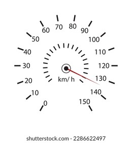 Speedometer isolated on white background. Sport car odometer with motor miles measuring scale. Racing speed counter. Engine power concept template. Vector illustration