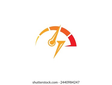 speedometer with lightning logo. speed rpm automotive symbol design concept