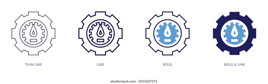 Speedometer lights icon in 4 different styles. Thin Line, Line, Bold, and Bold Line. Duotone style. Editable stroke.