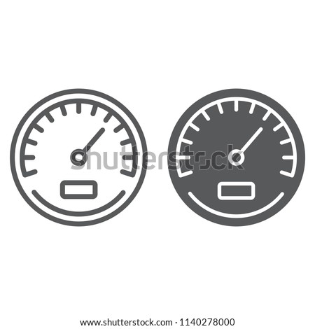 Speedometer line and glyph icon, data and analytics, velocity sign, vector graphics, a linear pattern on a white background, eps 10.