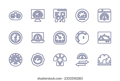 Speedometer line icon collection. Editable stroke. Vector illustration. Containing speedometer, dashboard, speed, performance, efficiency, transfer.