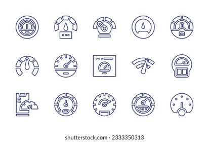 Speedometer line icon collection. Editable stroke. Vector illustration. Containing speedometer, measuring, mobile, efficiency, meter.