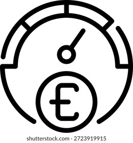 Vector de ilustración de icono de línea de velocímetro