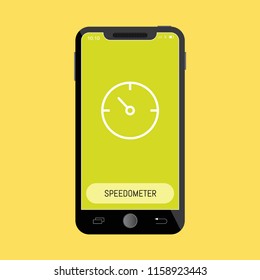 Speedometer Line Icon on Mobile Screen.