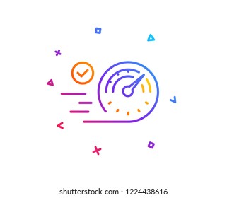 Speedometer line icon. Time concept sign. Gradient line button. Speedometer icon design. Colorful geometric shapes. Vector