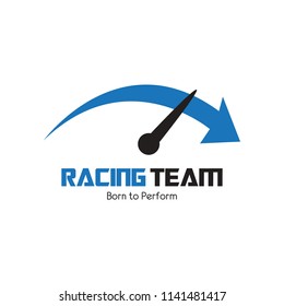 Speedometer logo design. Racing team icon template. Speed service engine vector illustration. Transportation concept