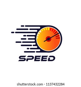 Speedometer logo design template. Speed race indicator icon vector 