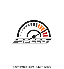 Speedometer logo design template. Speed race indicator icon vector 