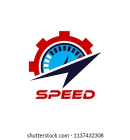 Speedometer logo design template. Speed race indicator icon vector 