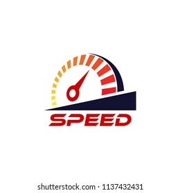 Speedometer logo design template. Speed race indicator icon vector 